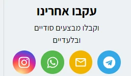תחתית האתר של KSP: עקבו אחרינו וקבלו מבצעים סודיים ובלעדיים, עם קישורים לטלגרם, וואטסאפ, מייל ואינסטגרם